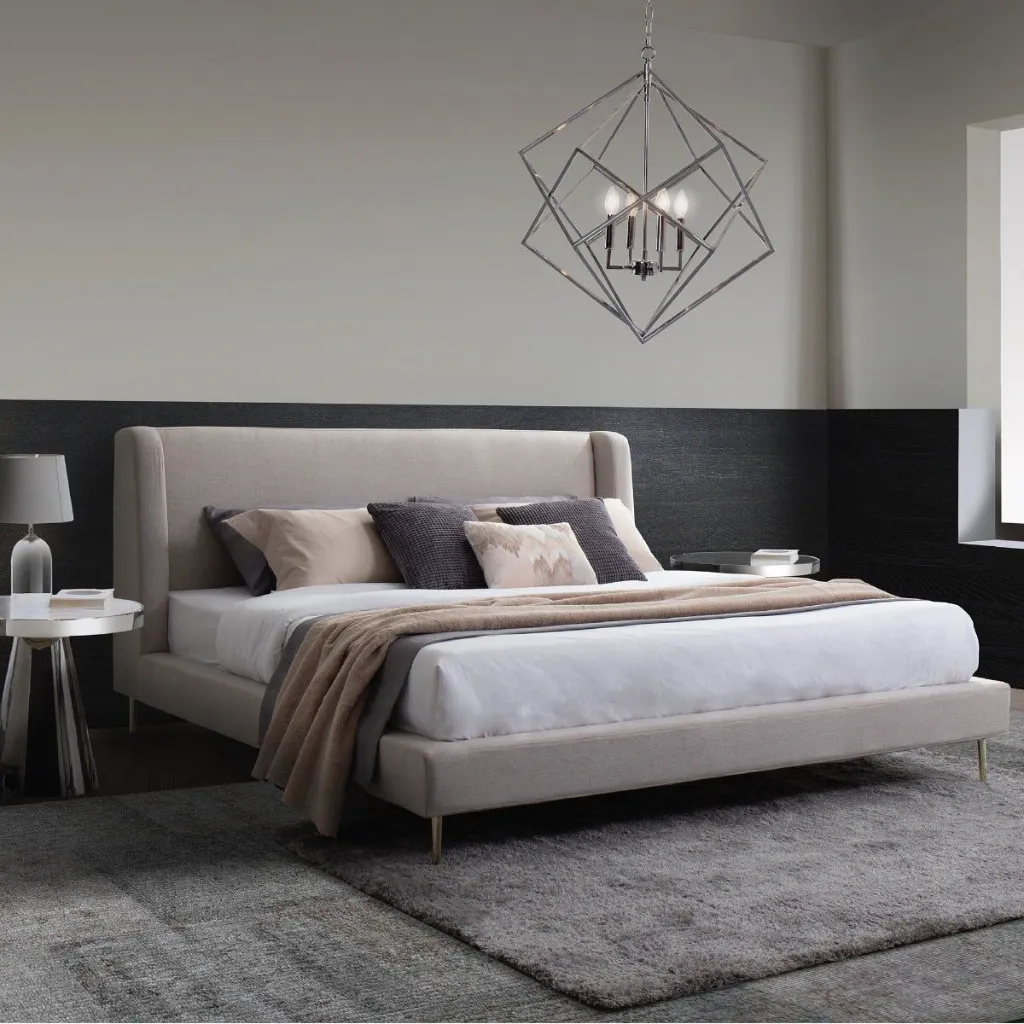 Flavio Bed 5ft - DE02/SR2 - Light Gray Fabric/MN