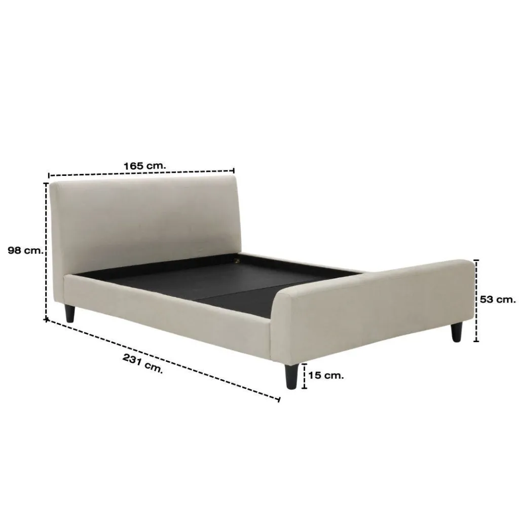 Giffer Bed 5ft-Cream Fabric